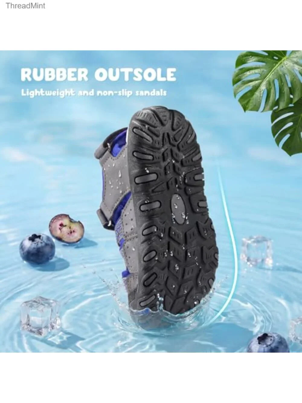 Kids Closed Toe Hiking Water Sport Sandals Non Slip Adjustable